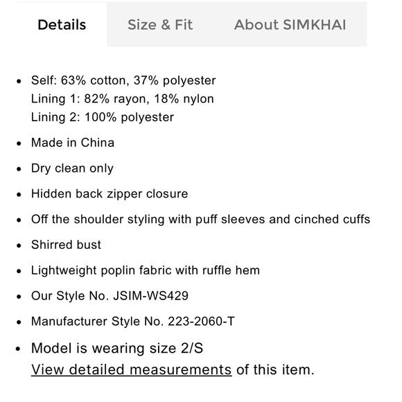 NWT Jonathan Simkhai Tala Puff Sleeve Poplin Top - Picture 11 of 11